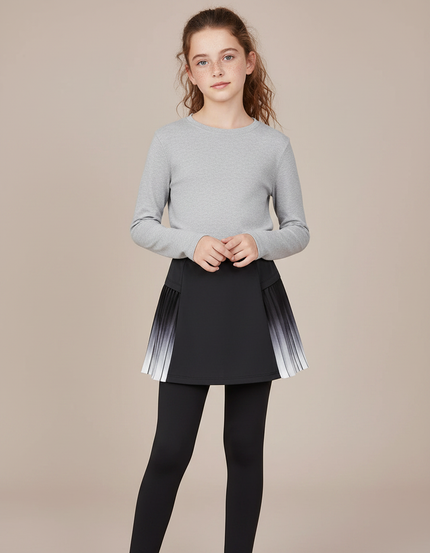 Pantalon Jupe Noir Plissé Dégradé Intégré Sport - Maille