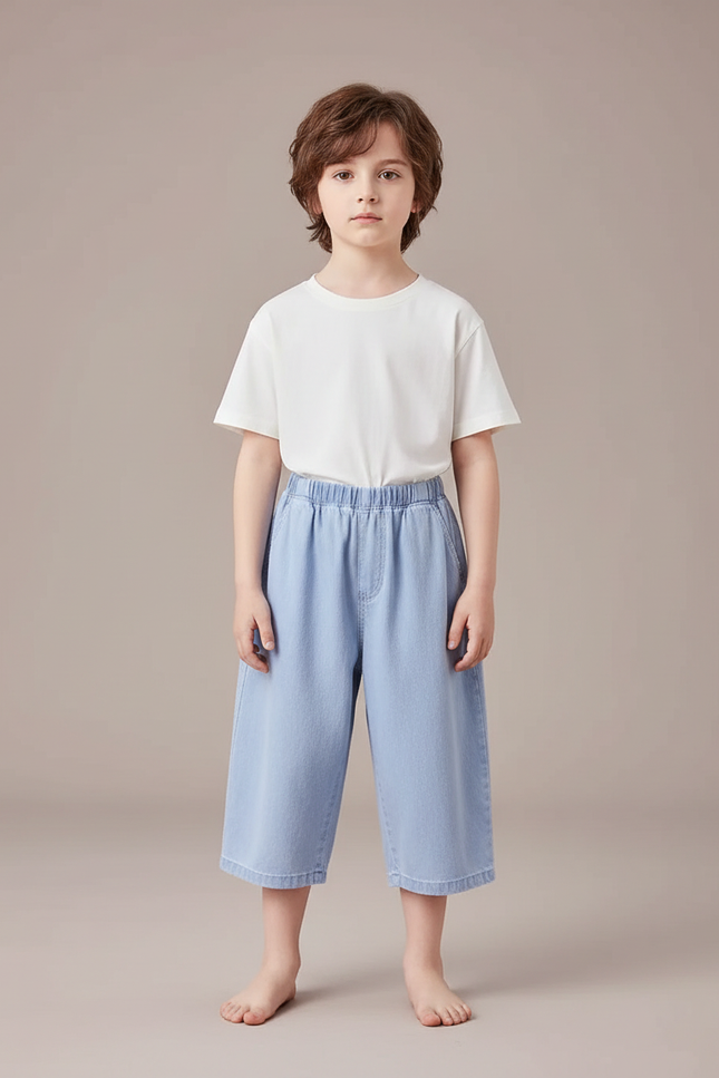 Pantalon Jupe Denim Bleu Ample Enfant Décontracté - Jean
