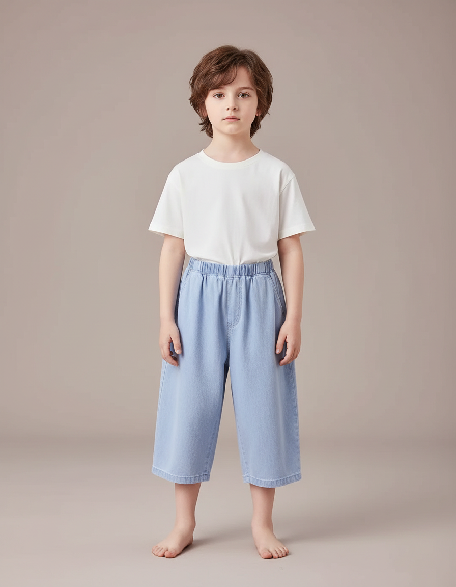 Pantalon Jupe Denim Bleu Ample Enfant Décontracté - Jean