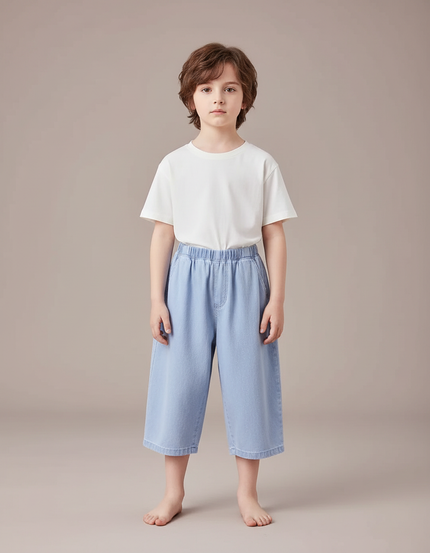 Pantalon Jupe Denim Bleu Ample Enfant Décontracté - Jean