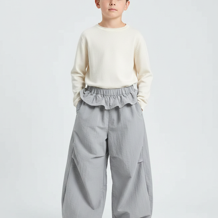 Pantalon Jupe Gris Ample Décontracté Enfant Léger - Polyester