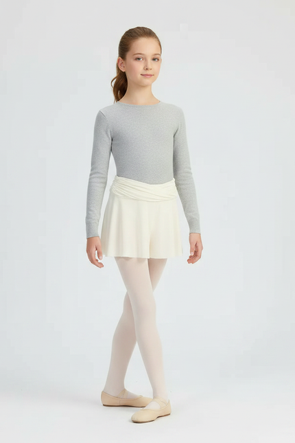 Pantalon Jupe Crème Plissé Fluide Danse Fille - Beige Polyester