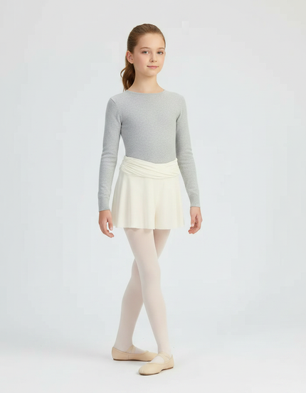Pantalon Jupe Crème Plissé Fluide Danse Fille - Beige Polyester
