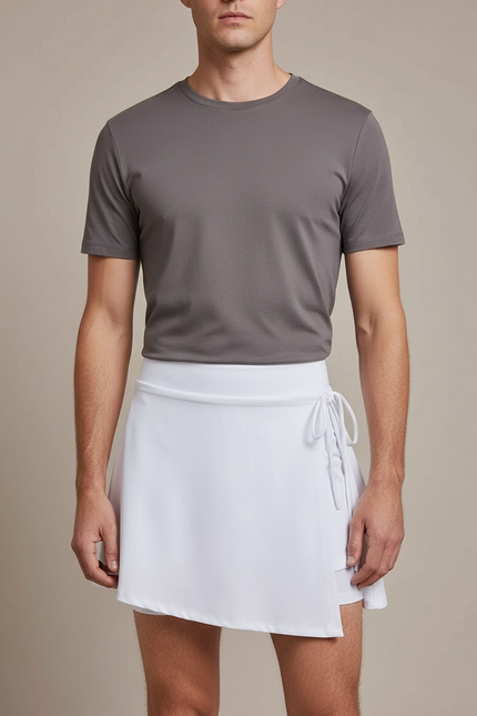 Pantalon Jupe Blanc Fluide Sport À Lacets - Polyester