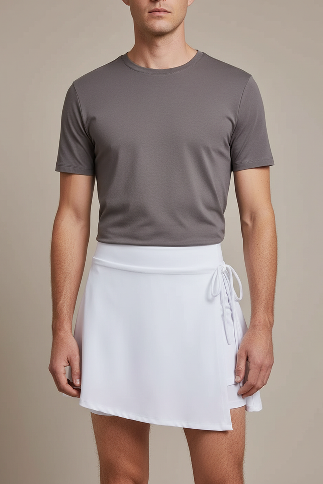 Pantalon Jupe Blanc Fluide Sport À Lacets - Polyester