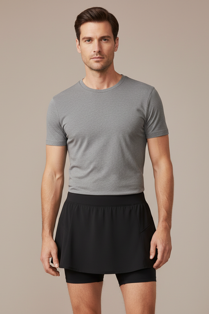 Pantalon Jupe Noir Sportif Fluide Confortable - Polyester