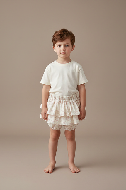 Pantalon Jupe Volants Floral Coton Enfant Doux - Imprimé