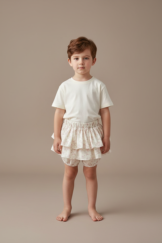 Pantalon Jupe Volants Floral Coton Enfant Doux - Imprimé