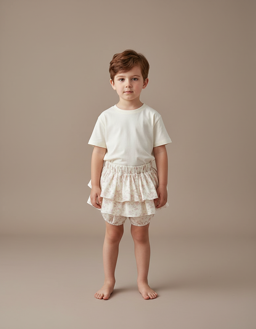 Pantalon Jupe Volants Floral Coton Enfant Doux - Imprimé