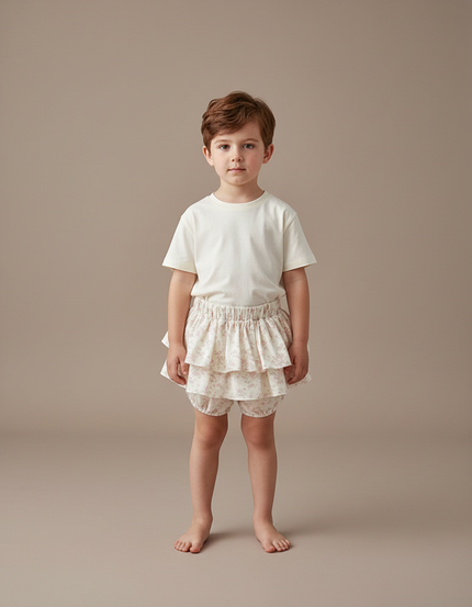Pantalon Jupe Volants Floral Coton Enfant Doux - Imprimé