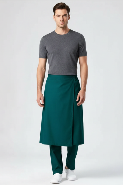 Pantalon Jupe Vert Émeraude Asymétrique Homme - Polyester