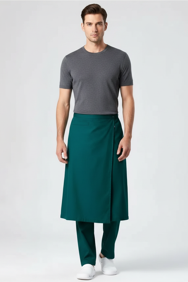 Pantalon Jupe Vert Émeraude Asymétrique Homme - Polyester