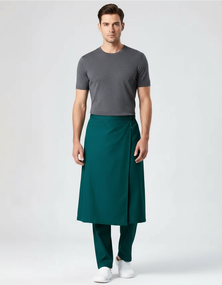 Pantalon Jupe Vert Émeraude Asymétrique Homme - Polyester
