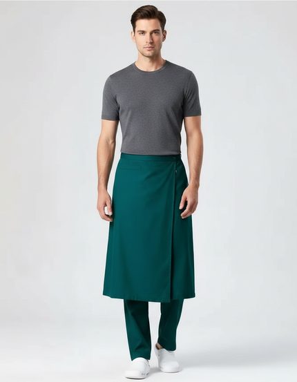 Pantalon Jupe Vert Émeraude Asymétrique Homme - Polyester