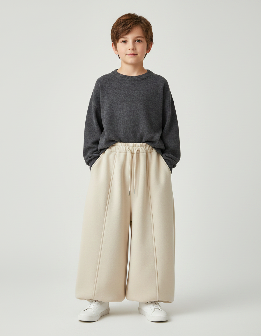 Pantalon Jupe Beige Ample Épais Confortable Enfant - Molleton