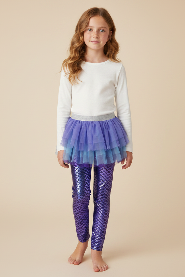 Pantalon Jupe Violet Sirène Tulle Superposé Fille - Polyester