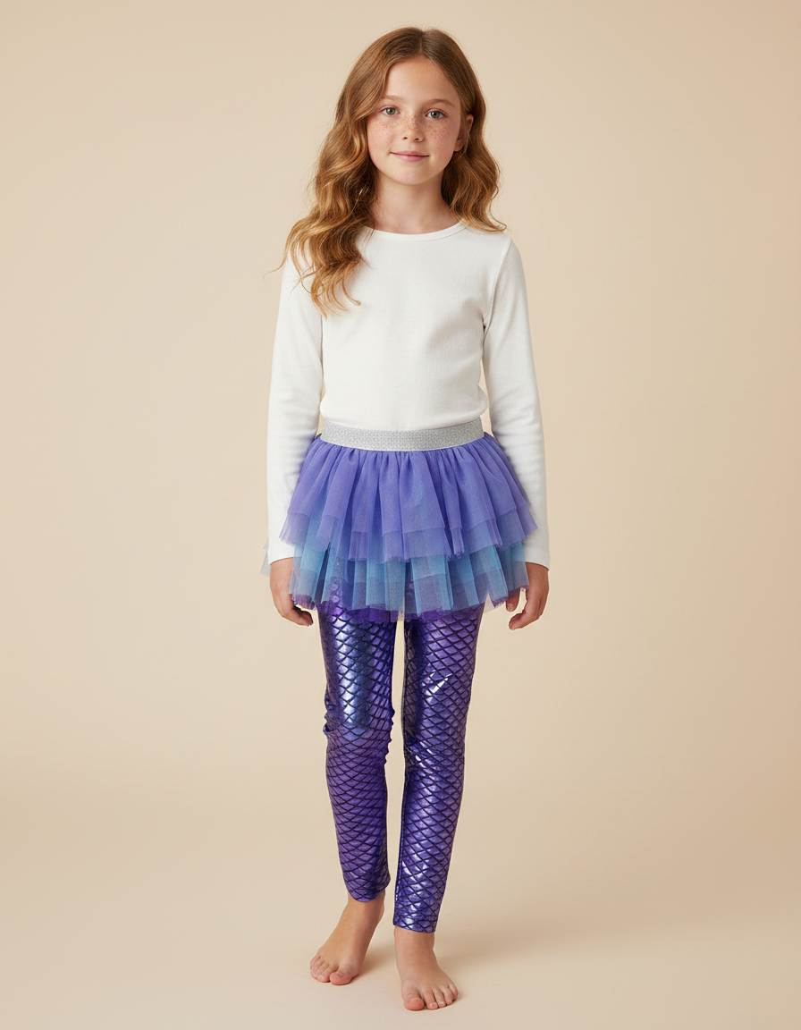 Pantalon Jupe Violet Sirène Tulle Superposé Fille - Polyester