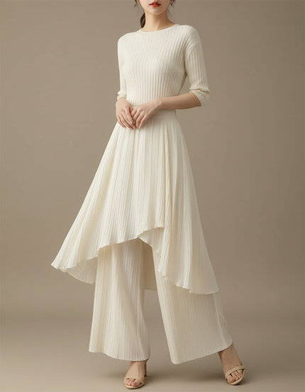 Combinaison Pantalon Avec Jupe - Blanc Maille