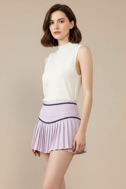 Pantalon Jupe Plissé Lavande Sportif Respirant - Violet Polyester