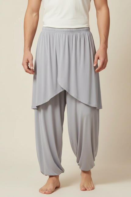 Pantalon Jupe Gris Fluide Ample Harem Homme - Viscose