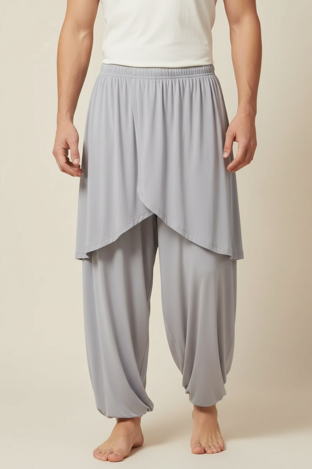Pantalon Jupe Gris Fluide Ample Harem Homme - Viscose
