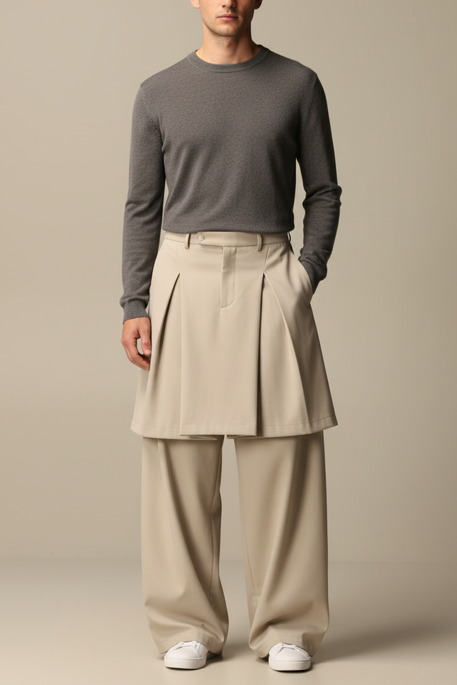 Pantalon Jupe E4c2 - Beige Gabardine