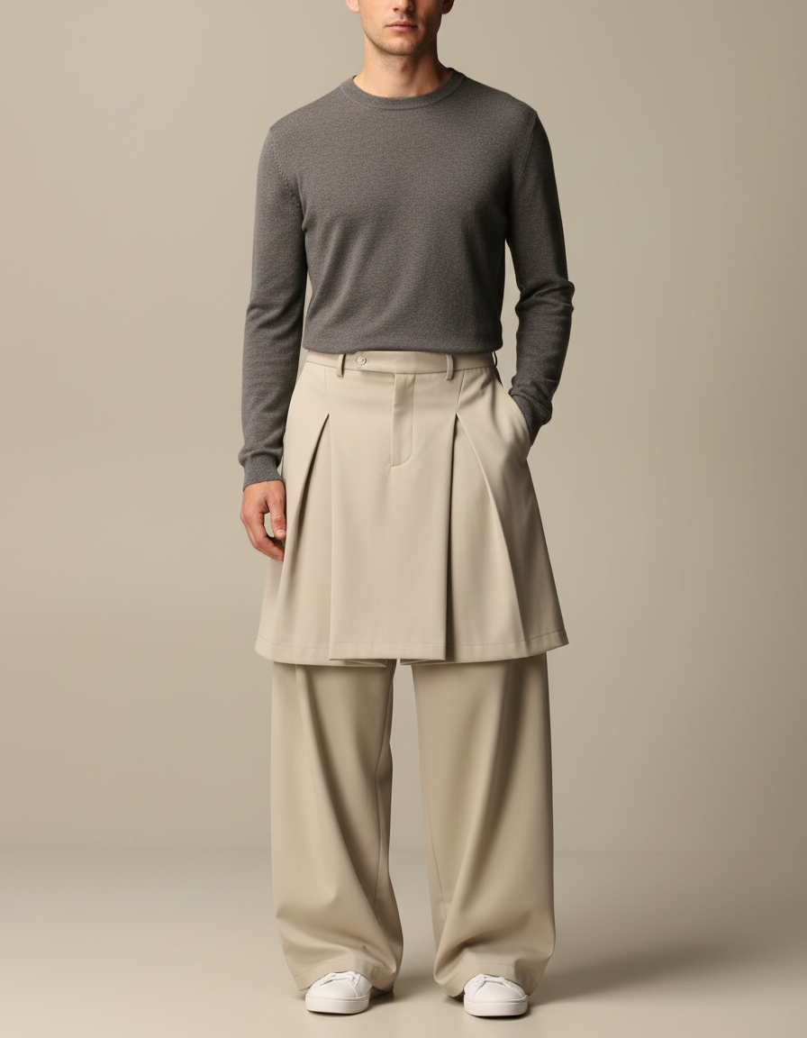 Pantalon Jupe E4c2 - Beige Gabardine