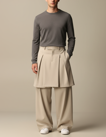 Pantalon Jupe E4c2 - Beige Gabardine