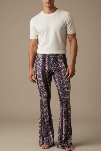 Pantalon Jupe Imprimé Paisley Évasé Fluide Décontracté - Multicolore Viscose