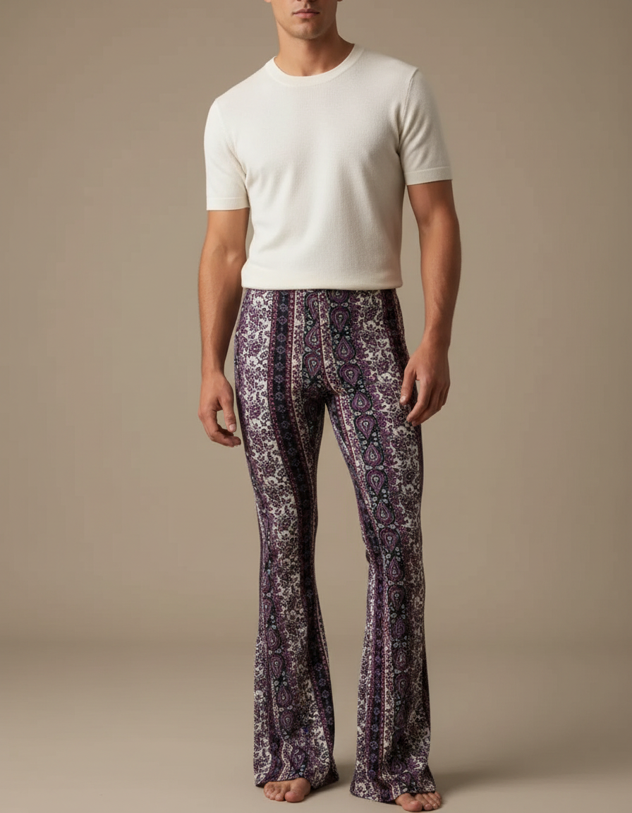 Pantalon Jupe Imprimé Paisley Évasé Fluide Décontracté - Multicolore Viscose