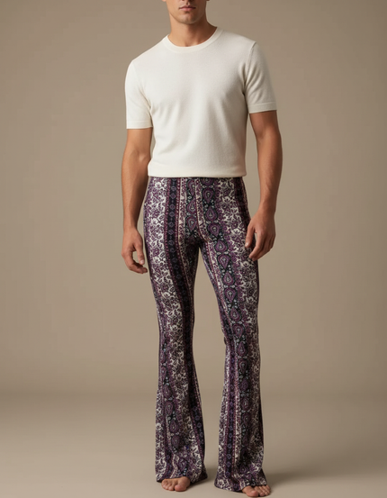 Pantalon Jupe Imprimé Paisley Évasé Fluide Décontracté - Multicolore Viscose