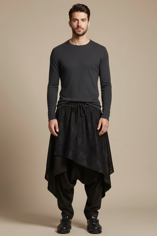 Pantalon Jupe Sarouel - Noir Polyester