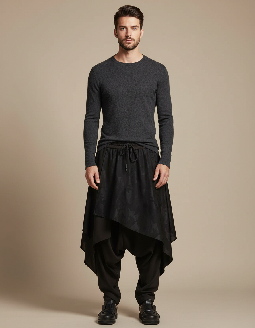 Pantalon Jupe Sarouel - Noir Polyester
