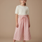Pantalon Jupe Carreaux Rose Taille Haute Ample Fille - Lin