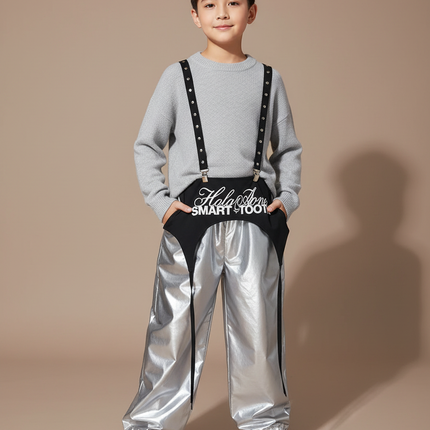 Pantalon Jupe Ample Argenté Brillant Garçon Futuriste - Polyester