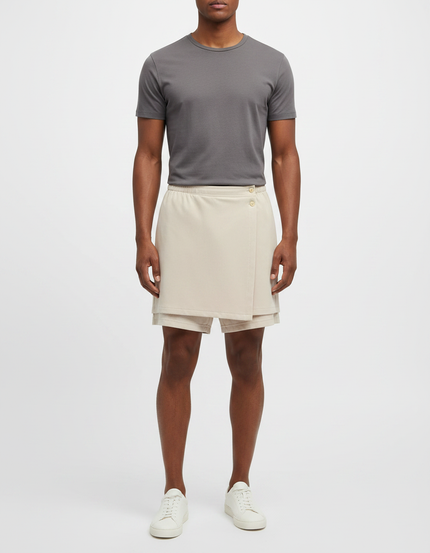 Pantalon Jupe Beige Court Décontracté Homme Moderne - Polyester