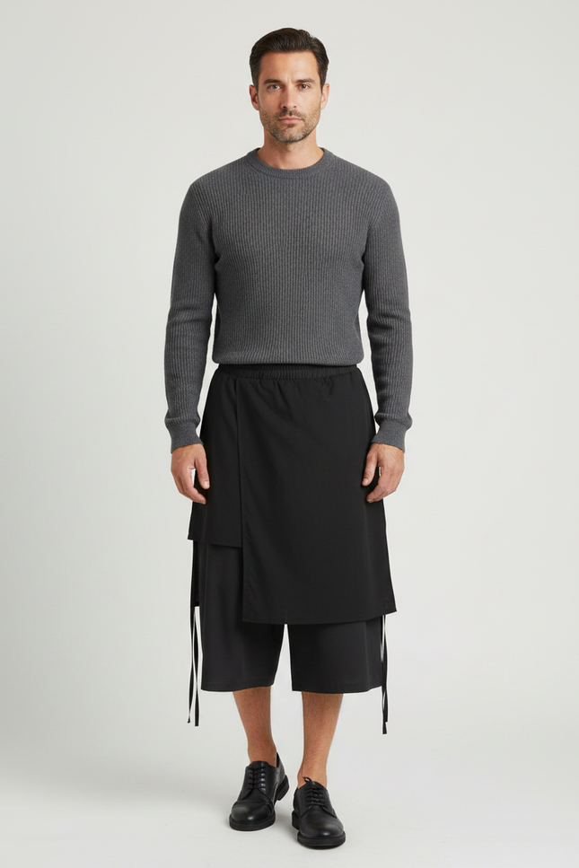 Pantalon Jupe Noir - Polyester