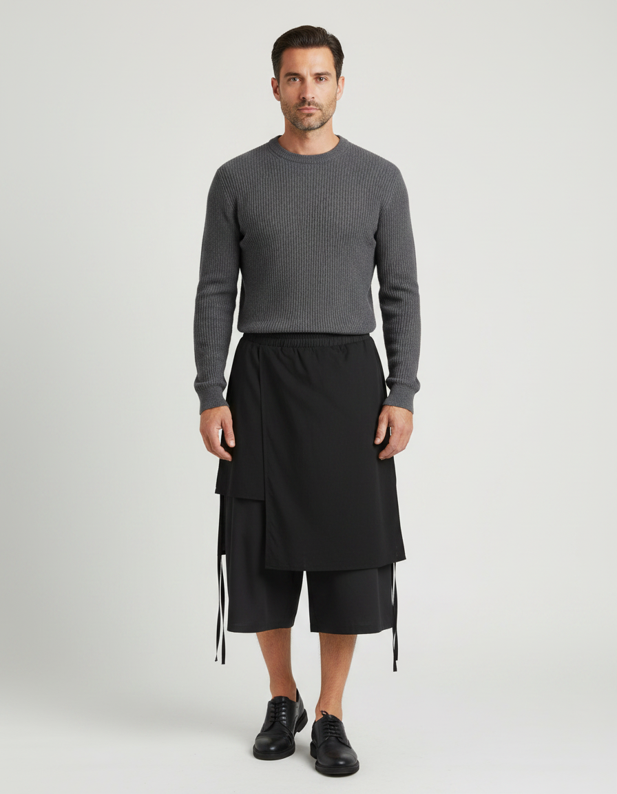 Pantalon Jupe Noir - Polyester