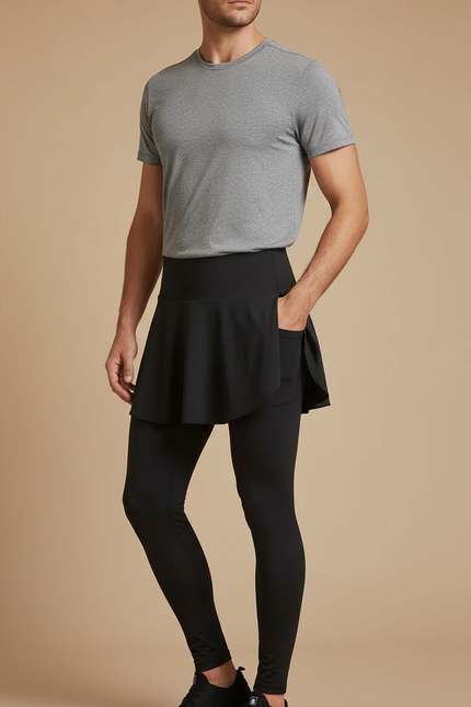 Pantalon Jupe Noir Sport Extensible Homme - Polyester