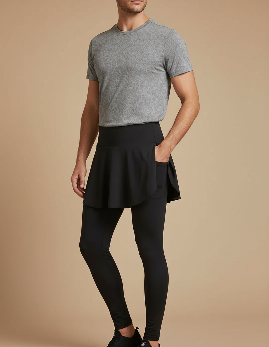 Pantalon Jupe Noir Sport Extensible Homme - Polyester