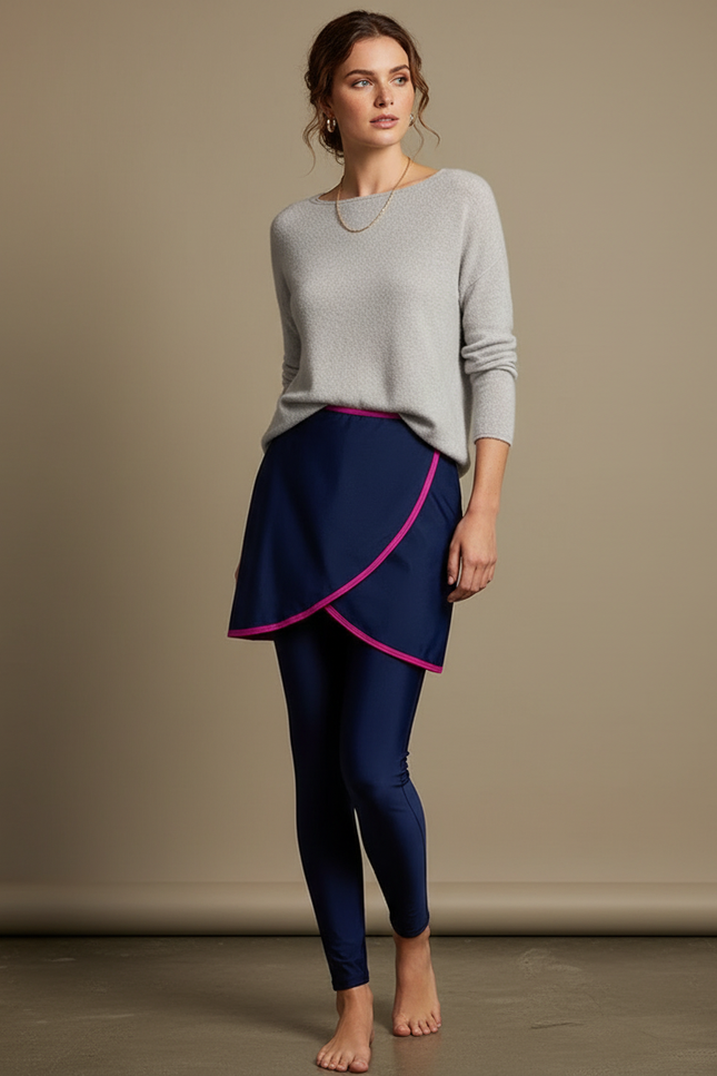 Pantalon Jupe Marine Crossover Sportif Femme - Polyester