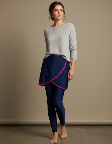 Pantalon Jupe Marine Crossover Sportif Femme - Polyester