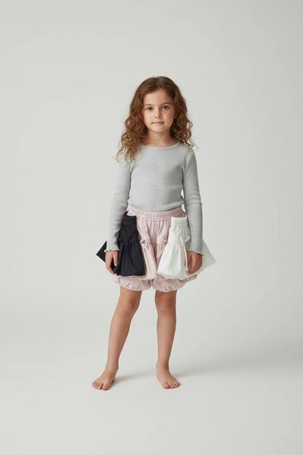 Pantalon Jupe Rose Volants Nœuds Bicolore Fille - Coton