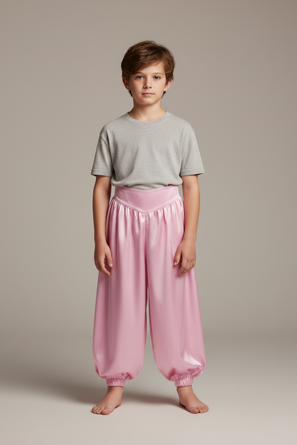 Pantalon Jupe Rose Satiné Drapé Ample Enfant