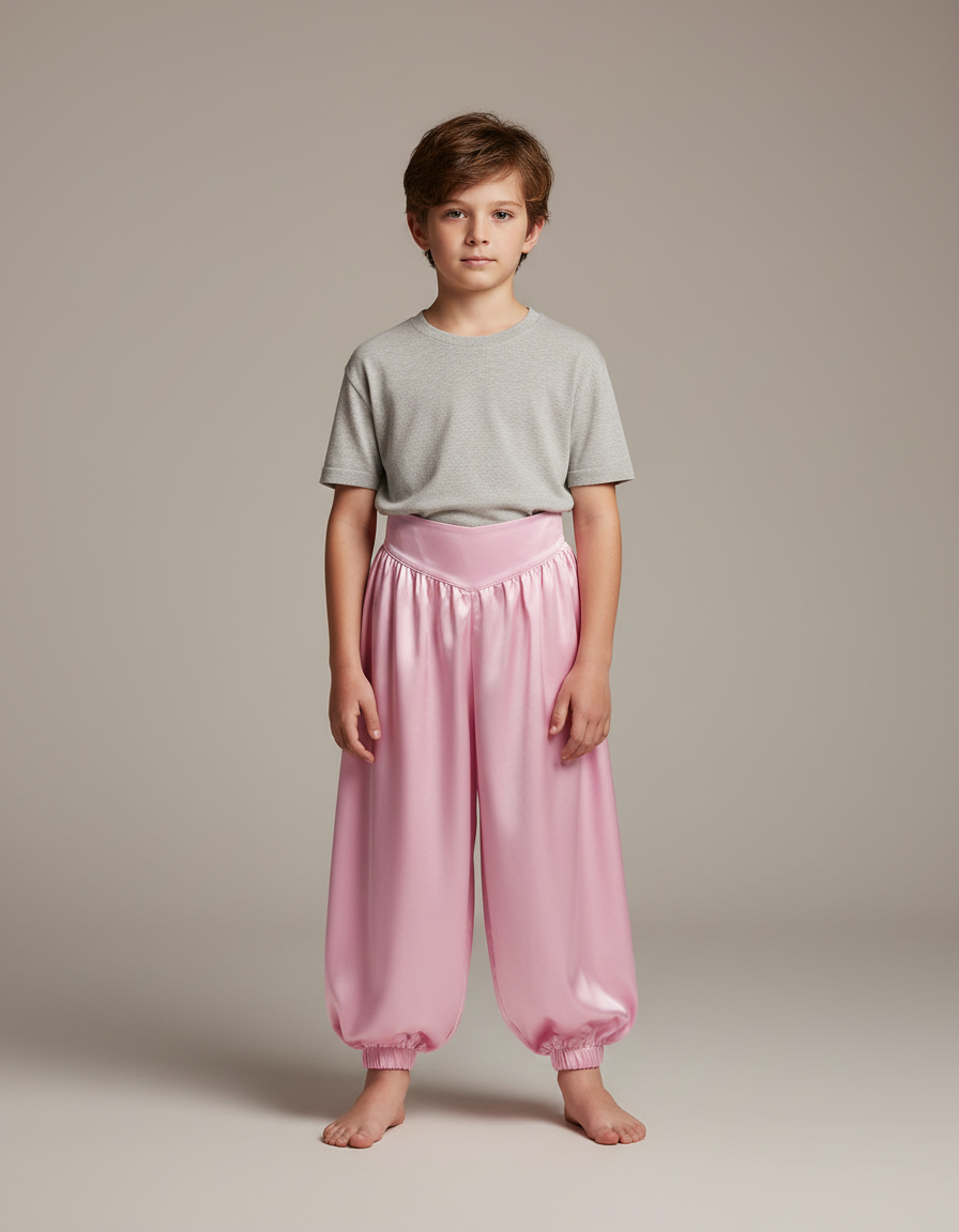 Pantalon Jupe Rose Satiné Drapé Ample Enfant