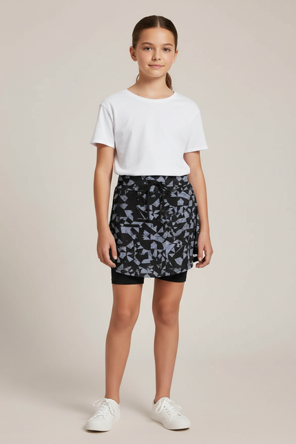 Pantalon Jupe Noir Motif Géométrique Confortable Enfant - Imprimé Maille