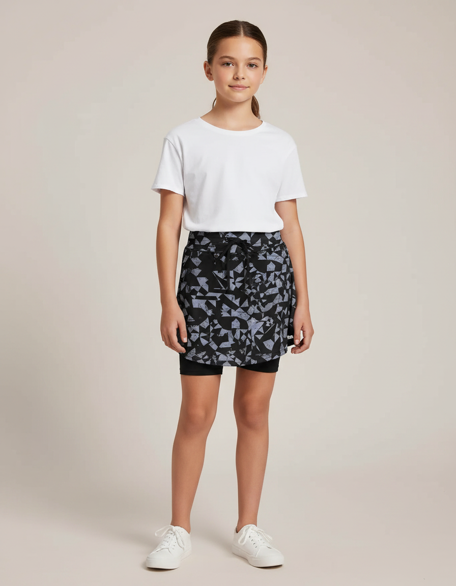 Pantalon Jupe Noir Motif Géométrique Confortable Enfant - Imprimé Maille