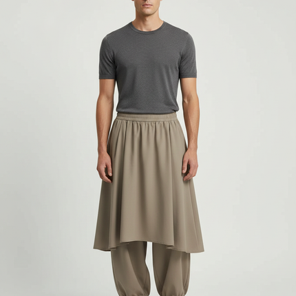 Pantalon Jupe Kaki Ample Superposé Confortable Décontracté - Polyester