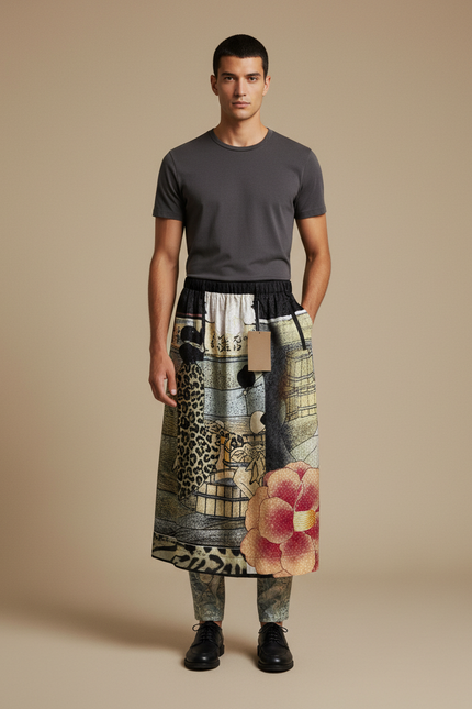 Pantalon Jupe Japonais - Imprimé Satin