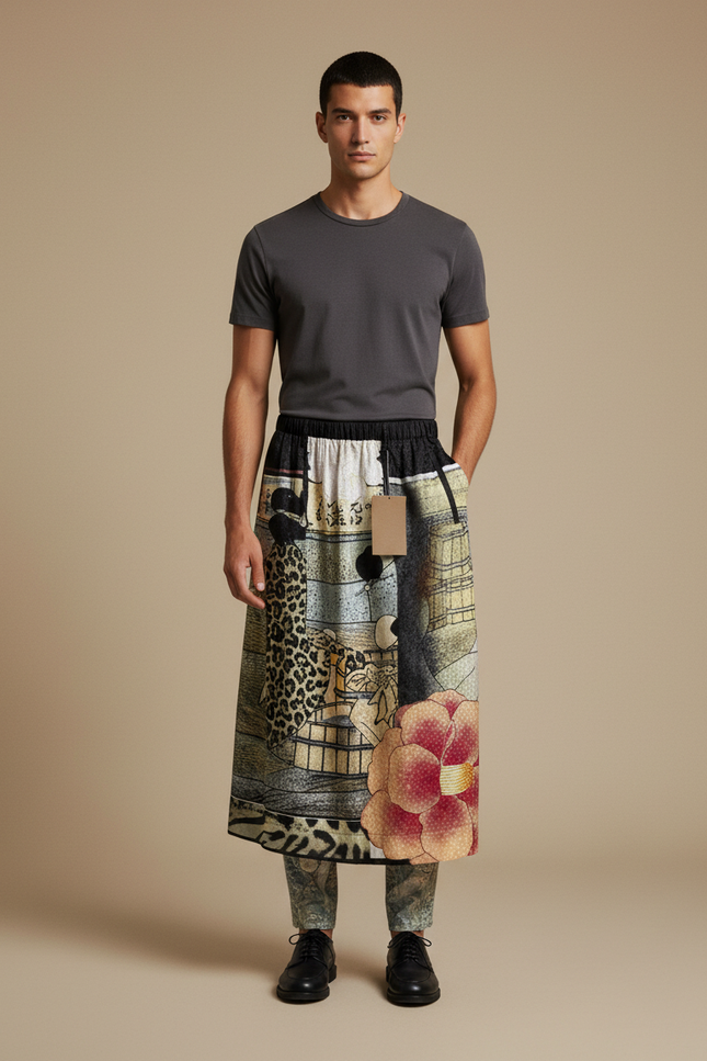 Pantalon Jupe Japonais - Imprimé Satin